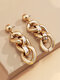 Alloy Vintage Exaggerated Hip-hop Thick Chains Earrings - Gold