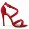 Big Size Strappy Vintage Peep Toe High Heel Buckle Sexy European Style Pumps Sandals - Red