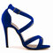 Big Size Strappy Vintage Peep Toe High Heel Buckle Sexy European Style Pumps Sandals - Blue