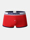 Patchwork Striped Cotton Breathable Sexy Underwear With Button Boxer Briefs - Red