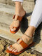 Plus Size Women Fashion Casual Summer Beach Vacation Thumb Slippers - Brown