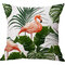 Funda de almohada de lino Flamingo Patrón Hojas tropicales verdes acuarela Monstera Hoja Palm Aloha - #7