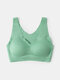Women Seamless Solid Color Breathable Wireless Sleep Yoga Bras Lingerie - Green