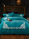 4Pcs Crystal Velvet Towel Embroidered Plain Color Comfy Bedding Set Sheet Duvet Cover Pillowcase - #07