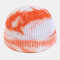 Men & Women Tie-dyed Cotton Round Top Warm Melon Brimless Beanie Skull Hat Knit Hat - Orange