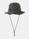 Unisex Cotton Solid Color Concealed Adjustment Strap Sunshade Bucket Hat - Army Green