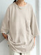 Solid Drop Shoulder Pocket Long Sleeve Loose Sweatshirt - Apricot