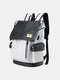 Men Faux Leather Brief Large Capacity Multifunction Backpack - Gray