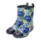 SOCOFY Waterproof Low Heel Garden Mid Calf Rain Boots - Blue