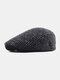 Men Knitted Solid Color Outdoor Leisure Wild Forward Hat Flat Cap - Dark Gray