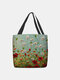 Women Calico Pattern Printing Handbag Shoulder Bag Tote - Green