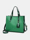 Faux Leather Ostrich Printed Multi-carry Crossbody Bag Large Capacity Tote Shoulder Bag Handbag - Green