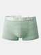 Cotton Solid Color Patchwork Underpant Sexy Boxer Briefs With Breathable Pouch - Green