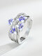 Anel feminino de epóxi colorido vintage joias com anel de flor violeta presente - roxa
