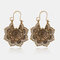 Vintage Metal Hollow Fan-shaped Earrings Ethnic Geometric Flower Carved Drop Pendant Big Earring - 16