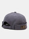 Unisex Cotton Solid Color Letter Patch Fashion Brimless Beanie Landlord Cap Skull Cap - Gray
