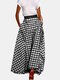 Plaid Print Elastic Waist Casual Skirt For Women - Black