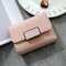 Women Stylish PU Leather Multi-slots Short  Wallet Card  Holder Purse  - Light Pink