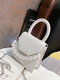 Pearls Decor Flap Embossed Mini Handbag Crossbody Bag - White