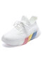 Women Breathable Comfy Lace-up Casual Fashion Rainbow Chunky Sneaker Shoes - White