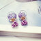Sweet Elegant Earrings Glass Wishing Ball Star Rose Flower Earrings for Women Gift - Purple