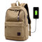 Canvas USB Charging Port Multi-functional Travel Backpack For Men - Khaki