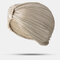 Gorro plisado para mujer Sombrero Gorra turbante simple de color sólido - Beige