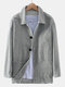 Mens Corduroy Solid Color Pocket Long Sleeve Casual Jackets - Gray