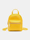 Women Solid Casual Cute Student School Bag Backpack - Yellow