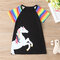 Girl's Unicorn Striped Print Patchwork Short Sleeves Casual Dress For 1-8Y - Black