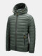 Mens Winter Thick Zipper Front Pockets Hooded Down Jacket - Army Green