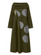 PolkaDots Print Patchwork Half-collar Casual Dresses for Women - Green