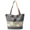 Fashion Women Handbags Floral Canvas Drawstring Bucket Bags - Grey