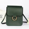 Women Faux Leather Mini Phone Purse 3 Layers Solid Casual Crossbody Bag - Green