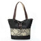 Fashion Women Handbags Floral Canvas Drawstring Bucket Bags - Black