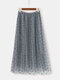 Сетчатая юбка в горошек с плиссировкой и эластичной талией Для Женское - Серый