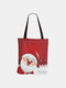 Women Canvas Christmas Print Tote Handbag - #06