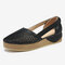 Women Casual Comfy Breathable Hollow Slip On Flats - Black