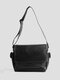 Menico Men Artificial Leather Vintage Large Capacity Crossbody Bag Durable Adjustable Strap Messenger Bag - Black