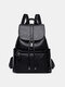 Women Vintage Faux Leather Anti-Theft Waterproof Backpack - Black