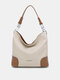 Women Vintage Faux Leather Solid Color Large Capacity Waterproof Handbag Shoulder Bag Tote - #15