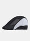 Men Polyester Contrast Colors Patchwork Outdoor Mesh Breathable Forward Hats Beret Flat Caps - black+white
