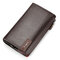 PU Leather Business Casual Zipper Clutch Bag 4 Cash Pocket Wallet For Men - Coffee