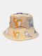 JASSY Unisex Cotton Polyester Cartoon Cat Print Casual Outdoor Sunscreen Foldable Outdoor Sun Hat Bucket Cap - Yellow