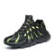 Men Lace Up Breathable Thick Soled Daily Sport Sneakers - Black
