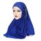 Women Muslim Ice Silk Side Three Small Flowers Tassel Beanie Hat Outdoor Casual Neck Protect Hat  - Royal Blue