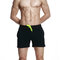 Mens Home Shorts Breathable Elastic Waist Drawstring Jogging Cotton Sports Shorts - Black