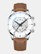 Decorated Pointer Men Business Watch Calendar Stainless Steel Leather Quartz Watch - #18