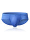 Mens Sexy Ultra Thin Ice Silk Underwear Solid Color Transparent Breathable Elastic Pouch Brief - Blue