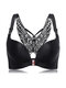 Butterfly Embroidery Front Closure Wireless Adjustable Gather Soft Bras - Black